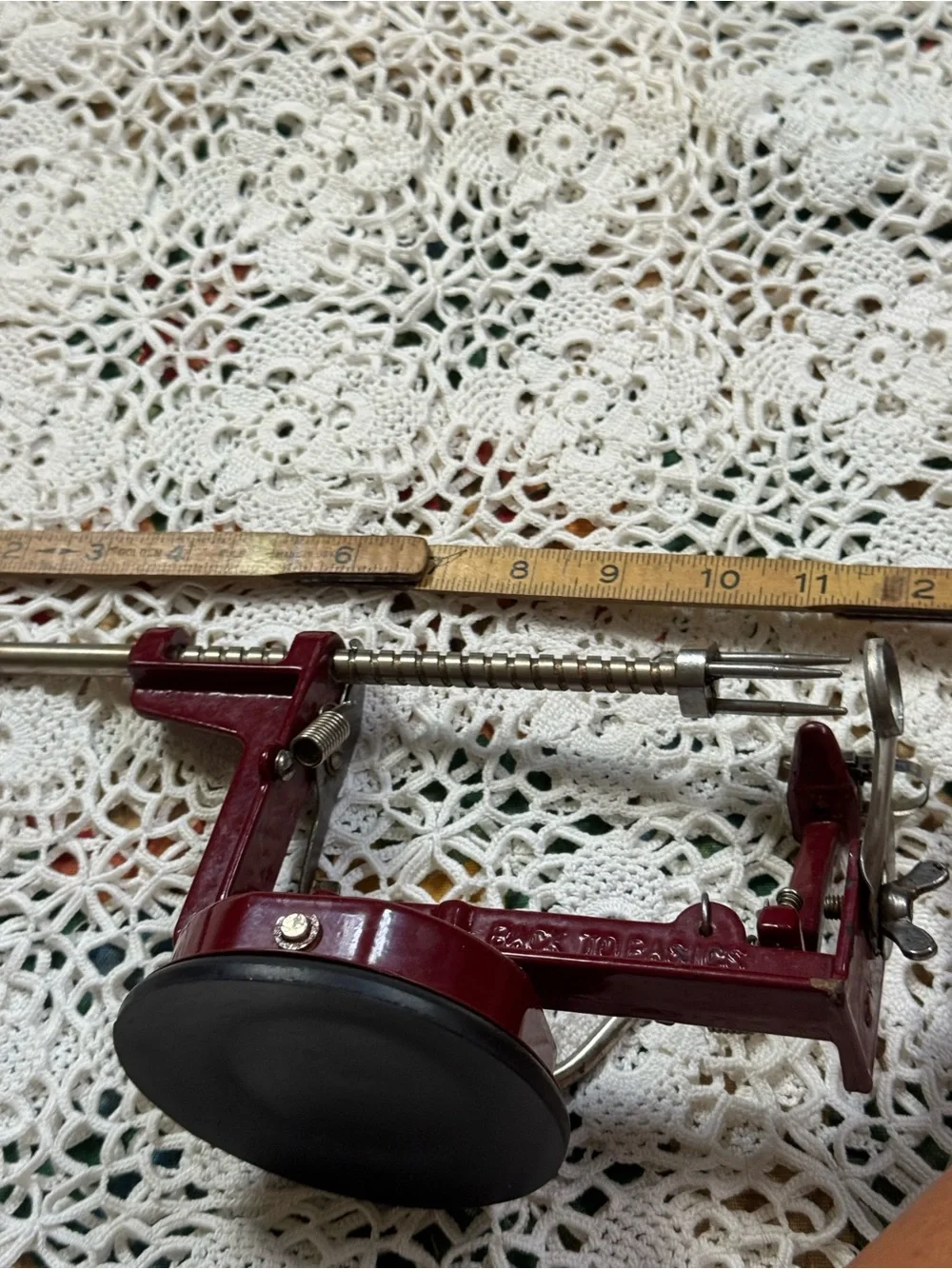Vintage Apple Potato Master Hand Crank Peeler Corer Slicer Burgundy